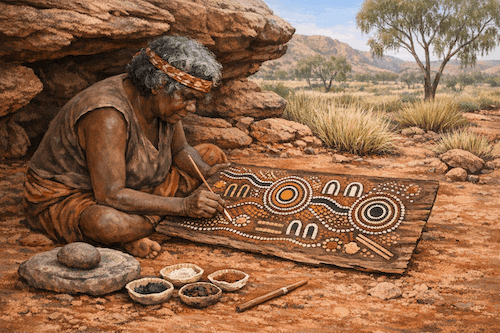Ancient Aboriginal Dot Painting Storytelling