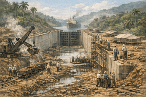 Panama Canal Lock Construction, Early 20th Century