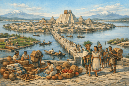 Tenochtitlan on Lake Texcoco