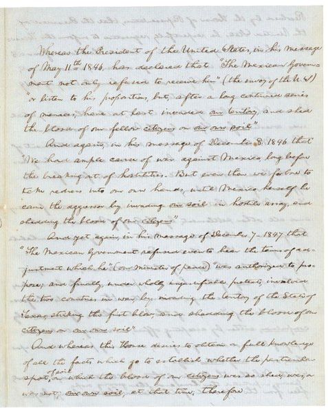 A photograph displays a page of handwritten text in faded brown ink on a light-colored document. The writing is highly legible and continuous, filling the entire page with several distinct paragraphs of prose.