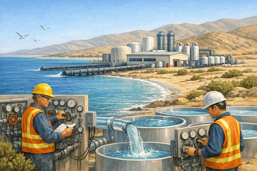Desalination Plant on a Coastal Shore