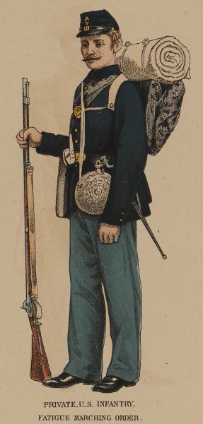 A color illustration shows a young Union soldier in a blue uniform, identified by the caption as a 